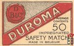 Duroma D B&Co average contents 50 impregnated safety matches made in B