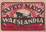 Waeslandia safety match met premiebon inhoud ong. 30 stuks h.r.sth. 49