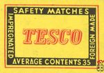 Tesco safety matches foreign made impregnated average contents 35