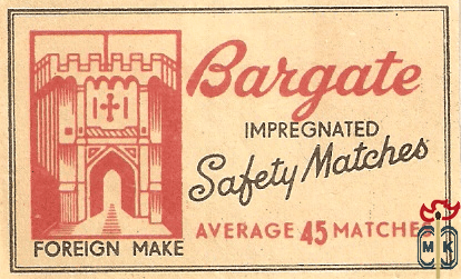 Bargate impregnated safety matches average 45 matches foreign make