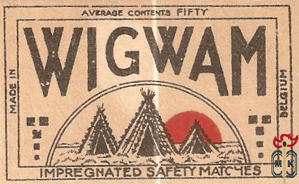 Wigwam impregnated safety matches average contents fifty made in Belgi