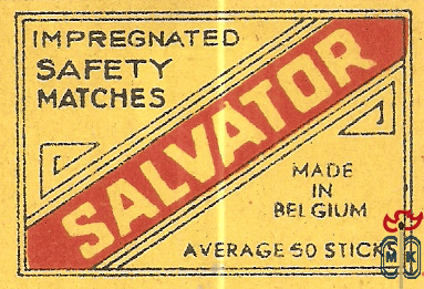 Salvator impregnated safety matches made in Belgium average 50 sticks