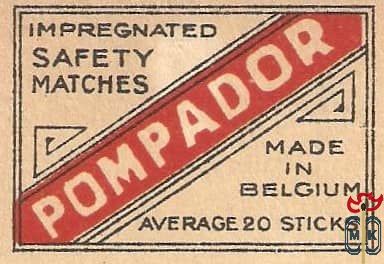 Pompador impregnated safety matches made in Belgium average 20 sticks