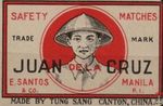 Juan de la Cruz safety matches trade mark E.Santos & Co. Manila P.I. m