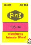 Forte, MSZ, 40 f, B-18 DIN 50 ASA 135–36. Fényképezzen Fortecolor film