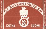 O.Y. Kotkan Rauta A.B. Kotka Suomi Keskimaarin 50 tulitikkua porin tul