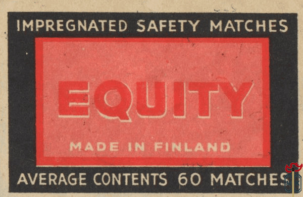 Equity impregnated safety matches made in Finland average contents 60