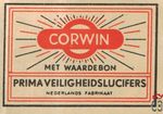 Corwin met waardebon prima veiligheidslucifers Nederlands fabrikaat