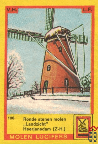 Ronde stenen molen "Landzicht" Heerjansdam  (Z.-H.) Molen lu