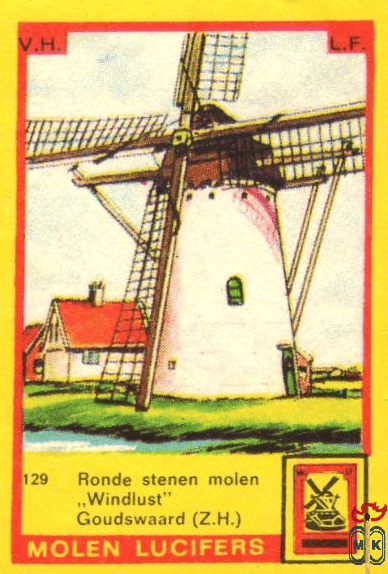 Ronde stenen molen "Windlust" Goudswaard (Z.H.) V.H. L.F. Mo