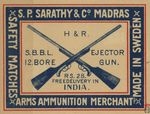 S.P. Sarathy&Co Madras H&R. S.B.B.L. 12.Bore Ejector RS.28. Freedelive