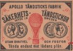 Apollo tandsticks fabrik sakerhets- tandstickor made in Sweden utan sv