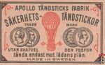 Apollo tandsticks fabrik sakerhets- tandstickor utan svafvel och fosfo