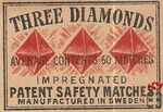Three Diamonds average contents 60 matches impregnated patent safety m