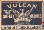 Vulcan impregnated safety matches made at tidaholm, Sweden