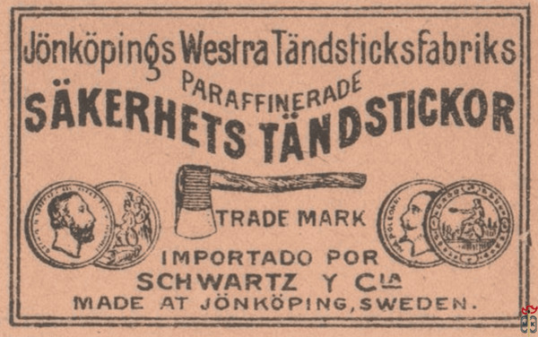 Sakerhets tandstickor Jonkopinos Westra Tandsticksfabriks paraffinerad