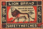 Lion brand made in India damp poof safety matches