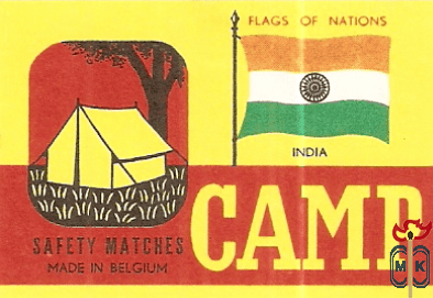 India Flags of nations Camp safety matches made in Belgium