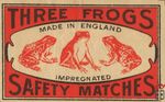Three frogs impregnated safety matches made in England