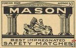 Mason foreign made average 50 best impregnated safety matches