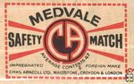 Medvale safety matches average contents 47 impregnated foreign make ch