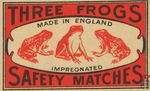 Three Frogs made in England impregnated safety matches