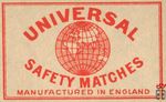 Universal safety matches manufactured in England