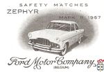 Zephyr Mark II 1957 Ford Motor Company (Belgium) safety matches